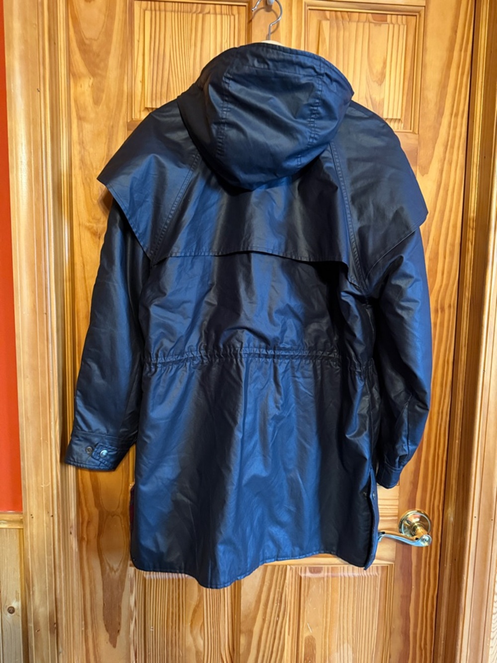 Vintage Woolrich Waxed Cotton Charcoal Hooded Trench Coat - Picture 9 of 13